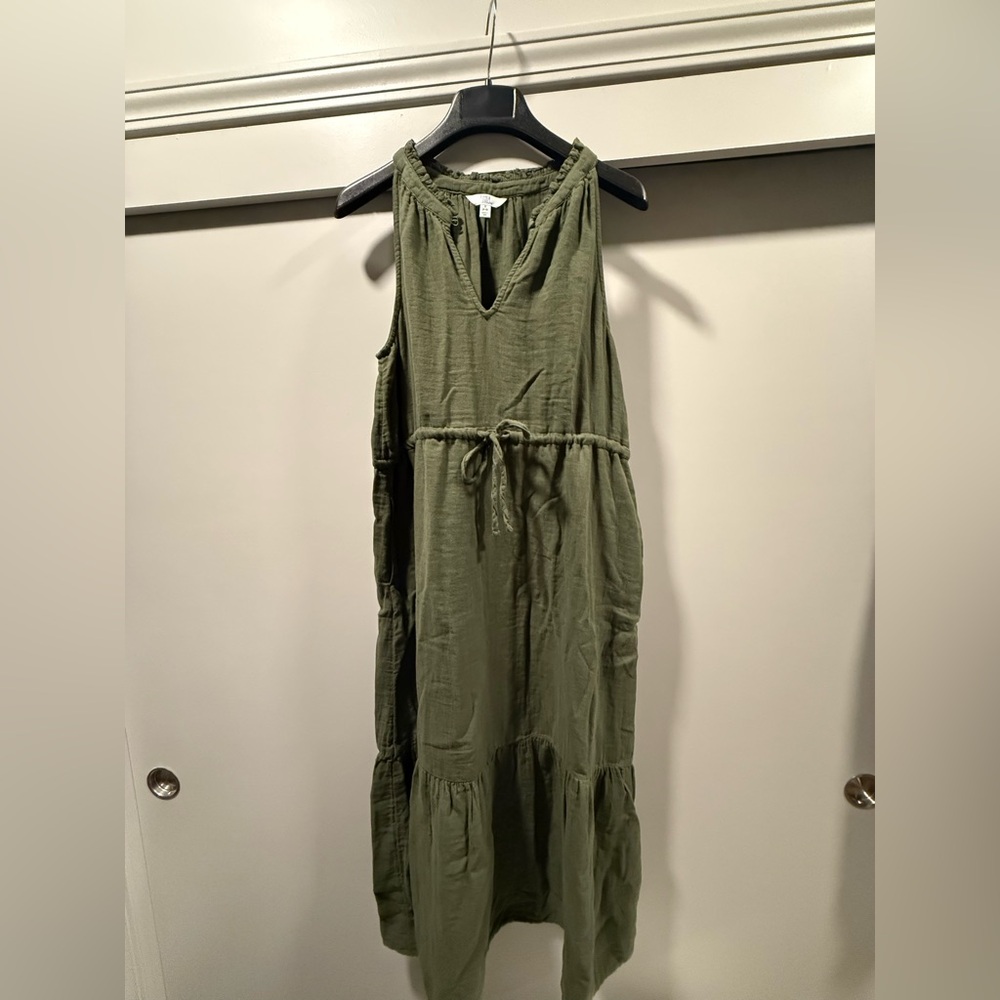 Time and Tru Olive Green Gathered Waist Dress - Small 4/6